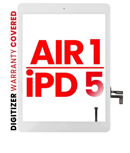 [107082005386] Vitre tactile compatible iPad Air 1 - iPad 5 avec bouton Home - compatible iPad Air 1 - XO7 - Blanc