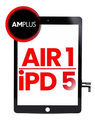 Vitre tactile pour iPad Air 1- iPad 5 - 2017 sans bouton Home  -  Aftermarket Plus - Noir