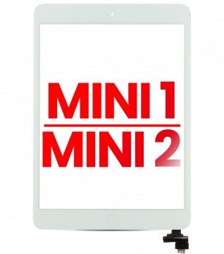 Vitre tactile pour iPad Mini 1 - iPad Mini 2 avec bouton Home - XO7 - Blanc