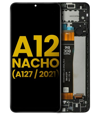 [107082103901] Bloc écran LCD compatible pour Samsung Galaxy A12 Nacho (A127) (avec chassis) - Reconditionné