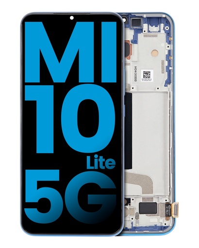 [107082113402] Bloc écran LCD avec châssis compatible Xiaomi Mi 10 Lite 5G - AfterMarket Incell - Bleu Aurora
