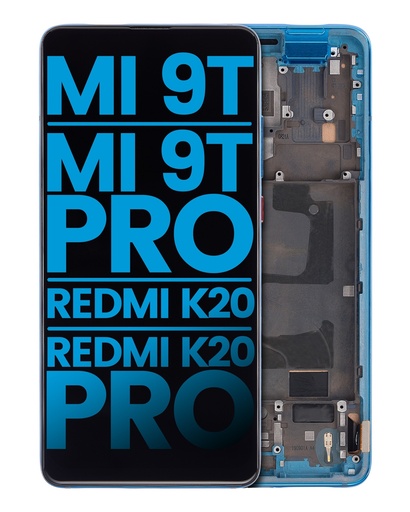 [107082114502] Bloc écran LCD avec châssis compatible XIAOMI MI 9T - 9T Pro - Redmi K20 - Redmi K20 Pro - Aftermarket Incell - Bleu Glacier