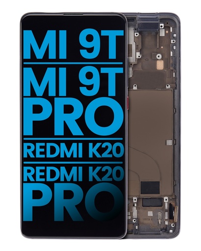 [107082114503] Bloc écran LCD avec châssis compatible Xiaomi Mi 9T - 9T Pro - Redmi K20 - Redmi K20 Pro - Aftermarket Incell - Noir Carbone