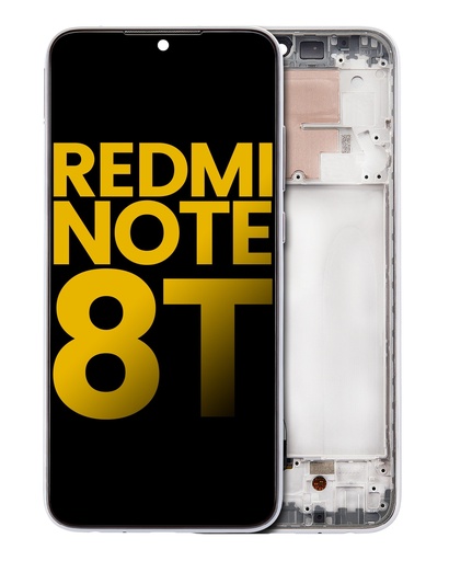 [107082115203] Bloc écran LCD avec châssis compatible Xiaomi Redmi Note 8T - Reconditionné - Blanc Clair de lune