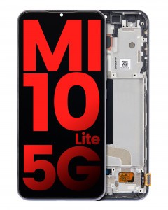 [107082113403] Bloc écran OLED avec châssis compatible Xiaomi Mi 10 Lite 5G - Aftermarket Plus -Gris cosmique