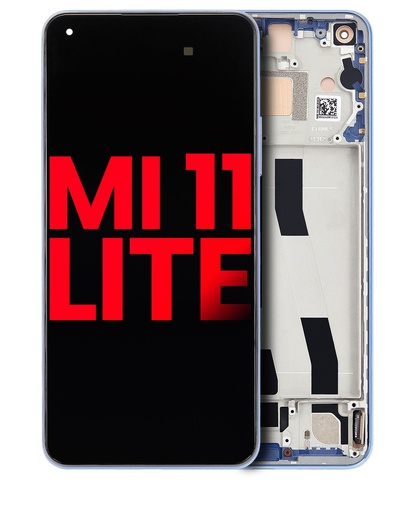 [107082114602] Bloc écran OLED avec châssis compatible Xiaomi Mi 11 Lite - Aftermarket Plus - Bleu Bubblegum