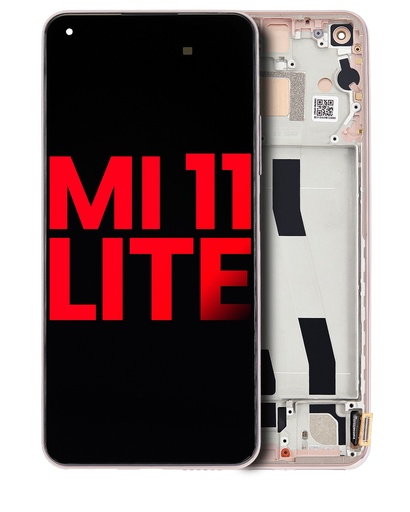 Bloc écran OLED avec châssis pour XIAOMI MI 11 Lite - Aftermarket Plus - Rose pêche