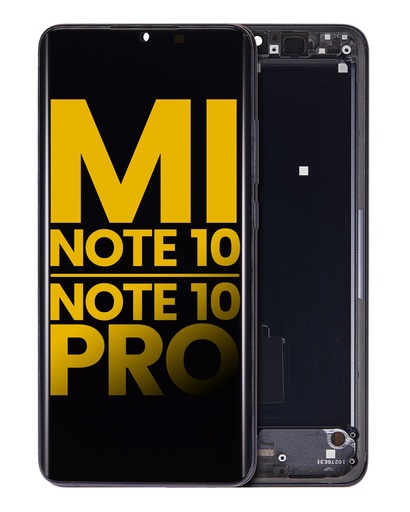 [107082074901] Bloc écran OLED avec châssis compatible Xiaomi Mi Note 10 - Mi Note 10 Pro - Reconditionné - Midnight Black