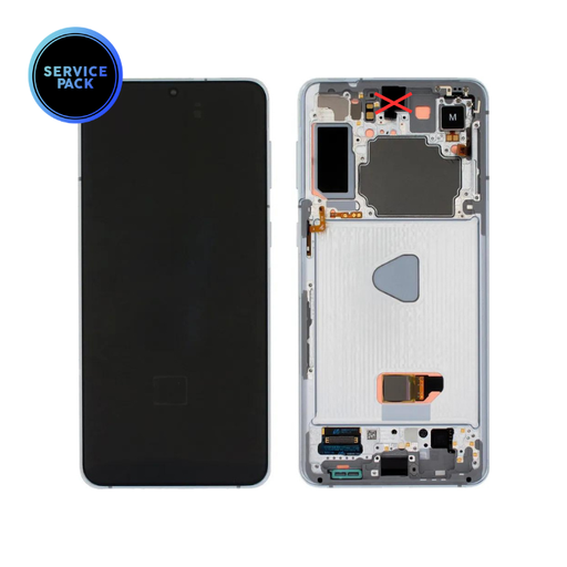 Bloc écran OLED - avec châssis mais sans caméra - pour SAMSUNG S21 Plus 5G - G996 - SERVICE PACK - Argent