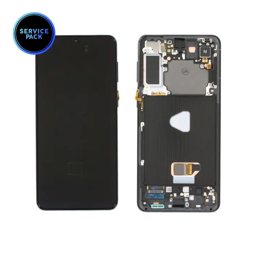 Bloc écran OLED avec châssis pour SAMSUNG S21 Plus 5G - G996 - Sans caméra avant - SERVICE PACK - Noir