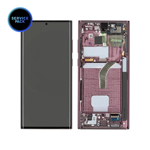 [GH82-27488B] Bloc écran OLED pour SAMSUNG S22 Ultra - S908 - SERVICE PACK - Bordeaux