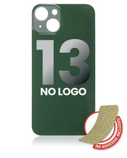 Vitre arrière avec adhésif pour iPHONE 13 - pas de logo- emplacement caméra large - VERT