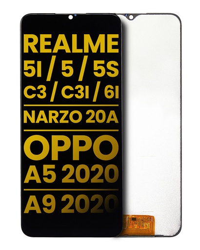 Bloc écran LCD sans châssis pour Realme 5i - 5 - 5S - C3 - C3i - 6i - Narzo 20A - OPPO A5 2020 - A9 2020 - Reconditionné - Toutes couleurs