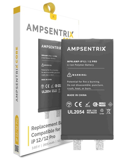 Batterie SANS BMS pour iPhone 12 et 12 Pro - AmpSentrix Core