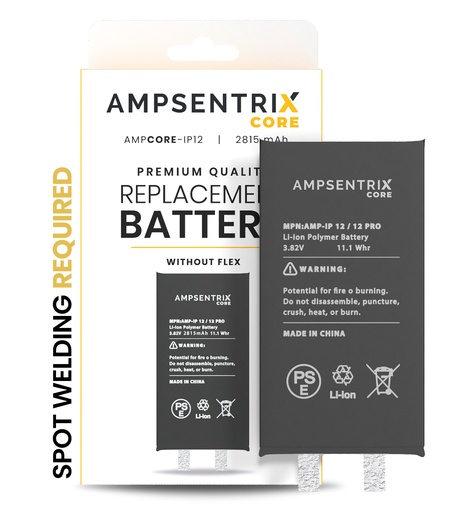 [107082073363] Batterie à souder pour iPhone 12 / 12 Pro - AmpSentrix