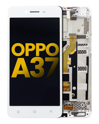 [107082112501] Bloc écran LCD avec châssis compatible OPPO A37 - Reconditionné - Blanc