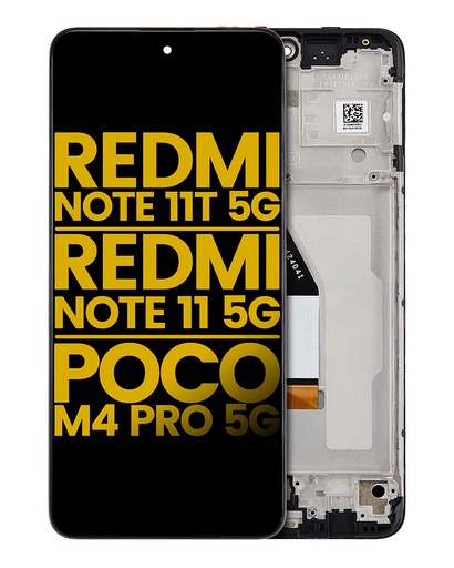 [107082128302] Bloc écran LCD avec chassis compatible pour Xiaomi Redmi Note 11T 5G/ Redmi Note 11 5G/ Poco M4 Pro 5G - Reconditionné
