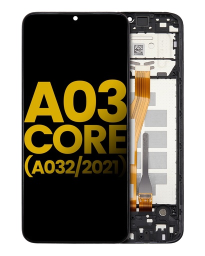 Bloc écran LCD avec chassis pour SAMSUNG A03 Core - A032 - Reconditionné - Noir