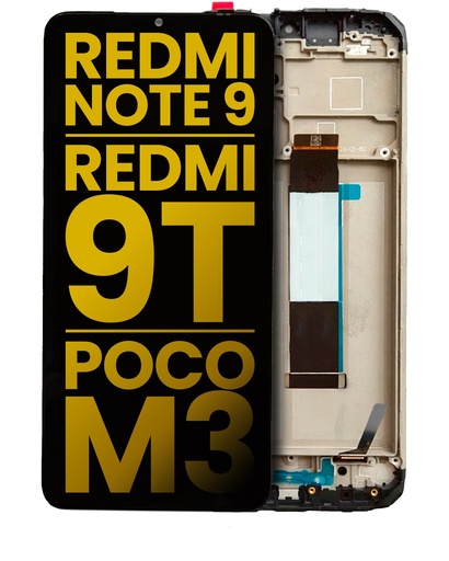 [107082103701] Bloc écran LCD avec châssis compatible XIAOMI Redmi Note 9 - Redmi 9T - Poco M3 - Reconditionné