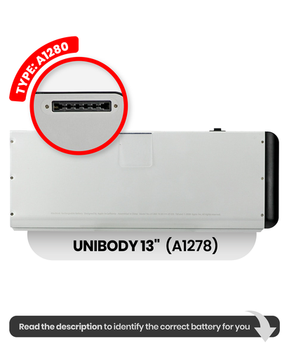 [107082068062] Batterie A1280 compatible MacBook Pro Unibody 13" A1278 - Fin 2008