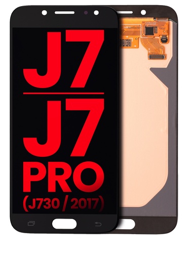 [107082016150] Bloc écran sans chassis compatible pour Samsung Galaxy J7 / J7 Pro (J730 / 2017) - Aftermarket Plus - Noir