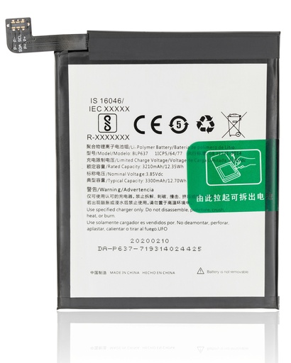 [107084001023] Batterie compatible OnePlus 5 A5000 - OnePlus 5T A5010 - BLP637