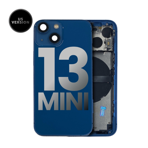 [107082111055] Châssis avec nappes pour iPhone 13 Mini - Grade A (avec Logo) - Version US - Bleu