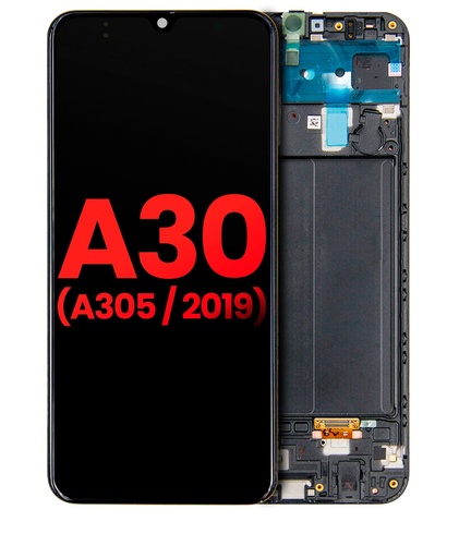 Bloc écran OLED avec châssis pour SAMSUNG A30 - A305 - Aftermarket Plus - Toutes couleurs