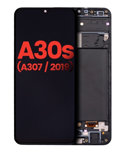 [107082002403] Bloc écran OLED avec châssis compatible SAMSUNG A30s - A307 - Aftermarket Plus - Toutes couleurs