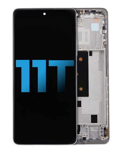 [107082123410] Bloc écran LCD avec chassis compatible pour Xiaomi 11T - Blanc Clair de Lune - AfterMarket Incell
