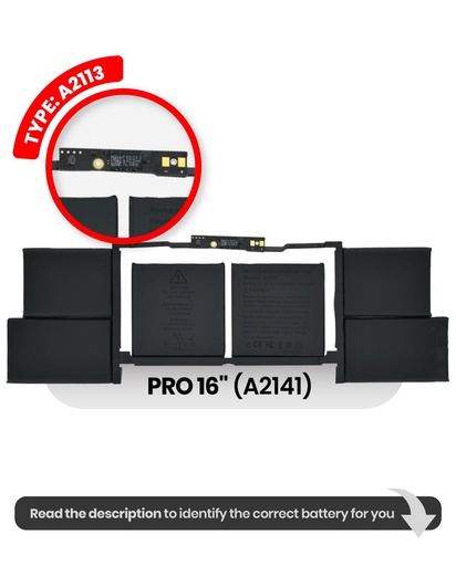Batterie A2113 pour MacBook Pro 16" - A2141 de 2019