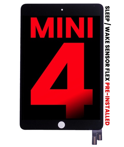 [107082006303] Bloc écran LCD et tactile compatible iPad Mini 4 - Nappe smart cover pré-installée - Aftermarket Plus- Noir