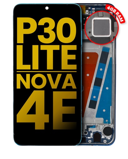 Bloc écran LCD avec châssis pour HUAWEI P30 Lite et Nova 4E - Version 1 - 24MP - Reconditionné - Bleu