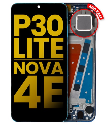 [107082065303] Bloc écran LCD avec châssis pour Huawei P30 Lite / Nova 4E - Version 1 (24MP) - Bleu (Reconditionné)