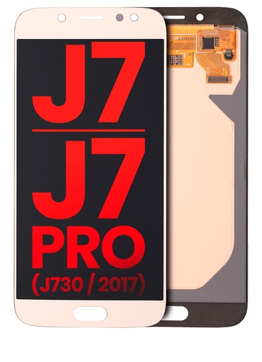[107082016152] Bloc écran sans chassis compatible pour Samsung Galaxy J7 / J7 Pro (J730 / 2017) - Aftermarket Plus - Or