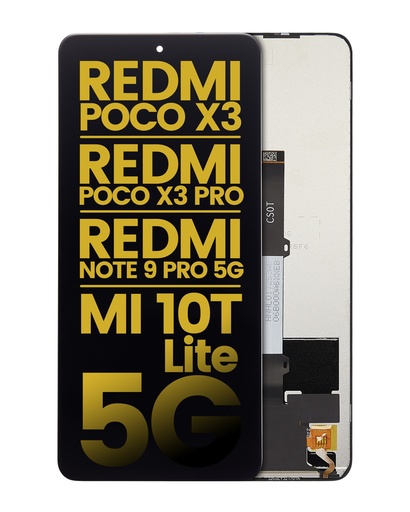 [107082115304] Bloc écran LCD sans châssis pour Xiaomi Poco X3 / X3 Pro / Redmi Note 9 Pro 5G / Mi 10T Lite 5G - Reconditionné