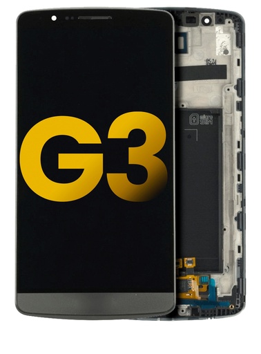 [107082041501] Bloc écran LCD avec châssis compatible LG G3 - Reconditionné - Noir
