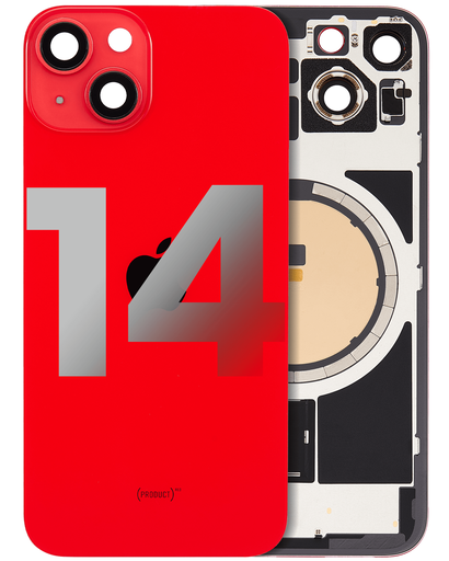 Vitre arrière ORIGINALE pour iPhone 14 - avec plaque en métal et aimant Magsafe - Grade A - Rouge - original occasion