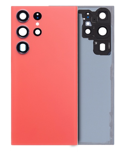 [107082136547] Vitre arrière compatible SAMSUNG S23 Ultra 5G - Sans logo - Aftermarket Plus - Rouge