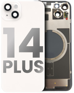 Vitre arrière ORIGINALE pour iPhone 14 Plus - avec plaque en métal et aimant Magsafe - Grade A - Lumière stellaire - original occasion