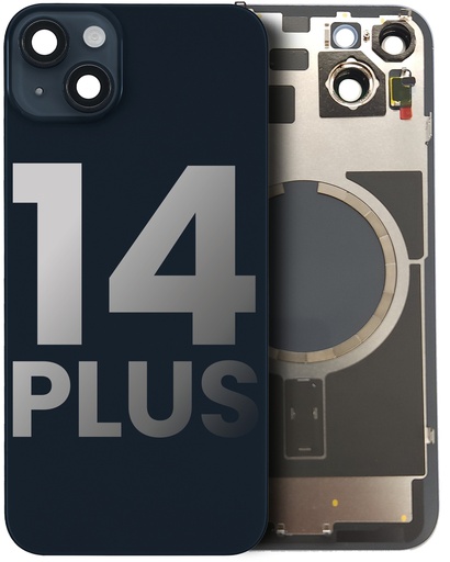Vitre arrière ORIGINALE pour iPhone 14 Plus - avec plaque en métal et Aimant Magsafe - Grade A - Noir minuit - original occasion