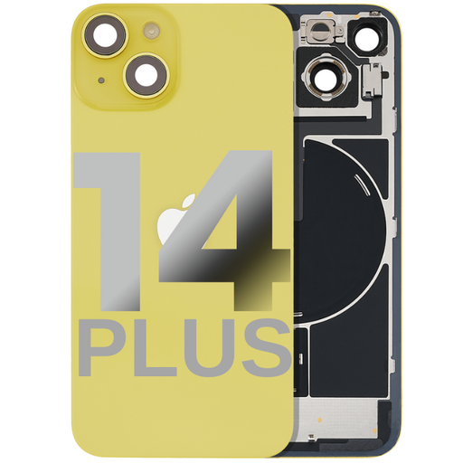 Vitre arrière ORIGINALE pour iPhone 14 Plus - avec plaque en métal et Aimant MagSafe - Grade A - Jaune - original occasion