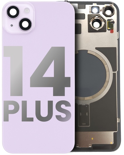 Vitre arrière ORIGINALE pour iPhone 14 Plus - avec plaque en métal et aimant Magsafe - Grade A - Violet - original occasion