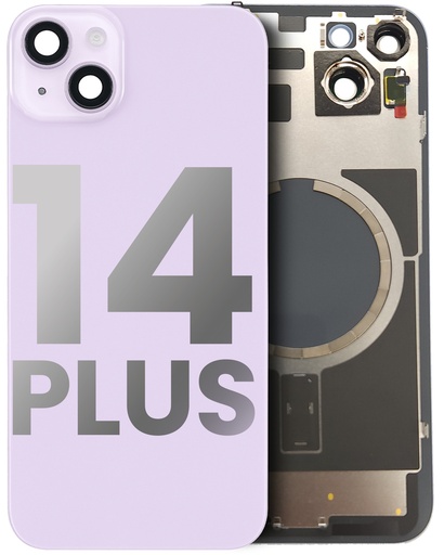 [107082085476] Vitre arrière avec plaque en métal avec MagSafe pré installé pour iPhone 14 plus - Grade A - Violet