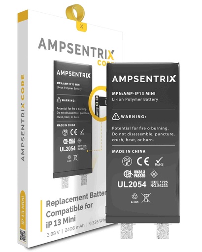Batterie SANS BMS avec Tag-On Flex pour iPhone 13 Mini - AmpSentrix Core