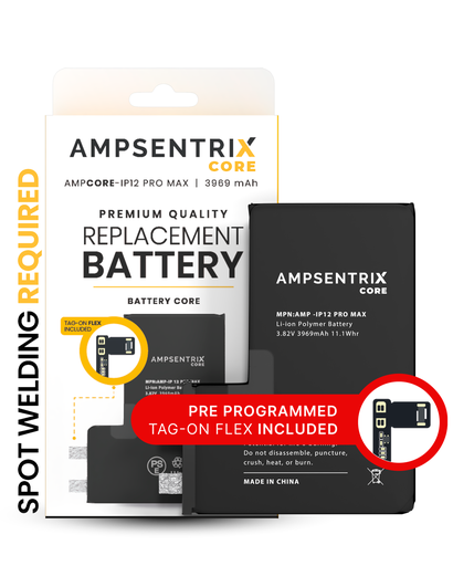 [107082071213] Batterie à souder avec Tag-On Flex compatible pour iPhone 12 Pro - AmpSentrix