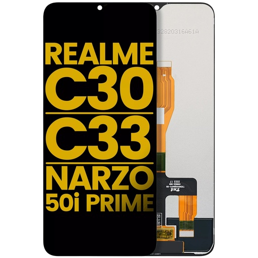 [107082118102] Bloc écran LCD sans châssis compatible Realme C33 - C33 - Narzo 50i Prime  - Reconditionné - Toutes couleurs
