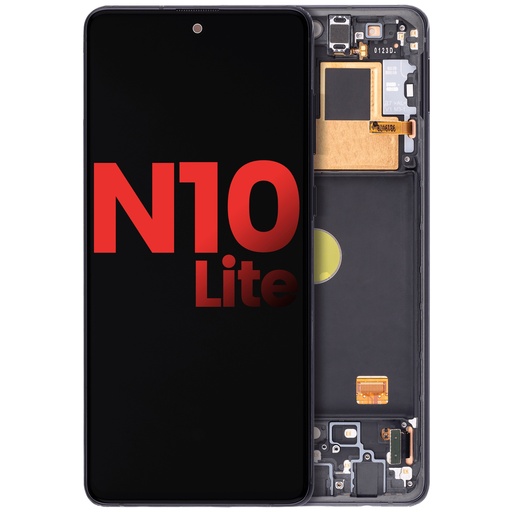 [107081015459] Bloc écran OLED avec châssis compatible SAMSUNG Note 10 Lite - Aftermarket Plus - Aura Noir
