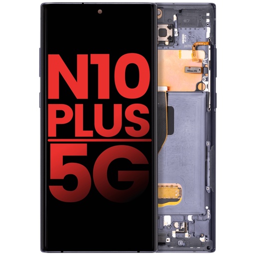 Bloc écran OLED avec châssis pour SAMSUNG Note 10 Plus - Aftermarket Plus - Aura Noir