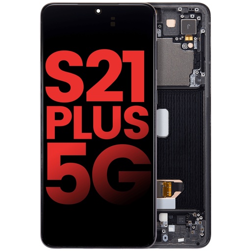 Bloc écran OLED avec châssis pour SAMSUNG S21 Plus 5G - Aftermarket Plus - Noir Phantom
